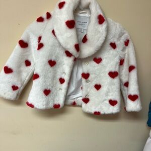 Janie and Jack White Jacket with Red Hearts